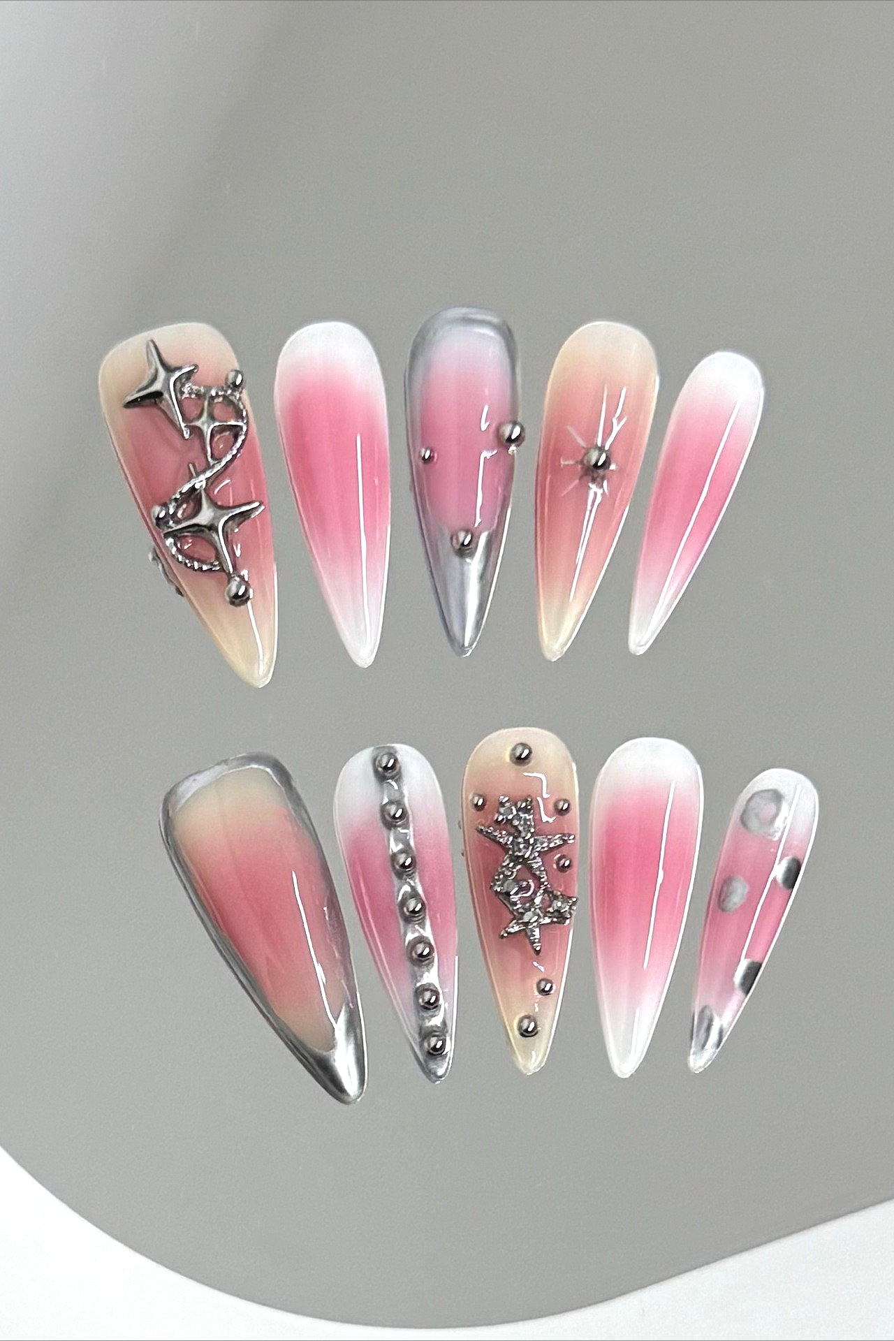 Y2K Blush Starburst Press On Nails
