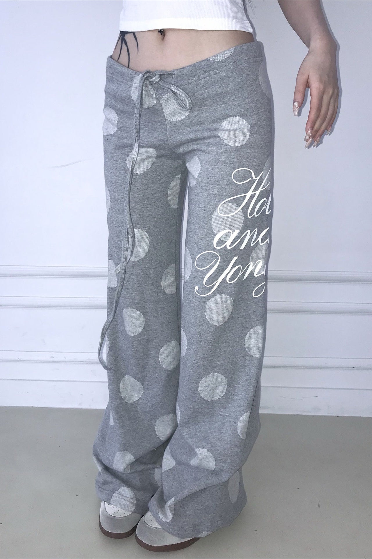 Y2K Retro Polka Dot & Letter Print Casual Pants