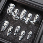 Cyberpunk Silver Mecha Press On Nails