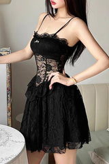 Lace Fit Sexy Short Sling Mini Dress