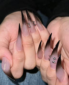 Gothic Black Ombre Cat Claw Rivet Press On Nails