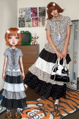 Niche Alt Y2K Plaid Patchwork Maxi Skirt