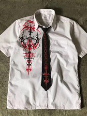 Letter Print Short Sleeve Polo Blouse