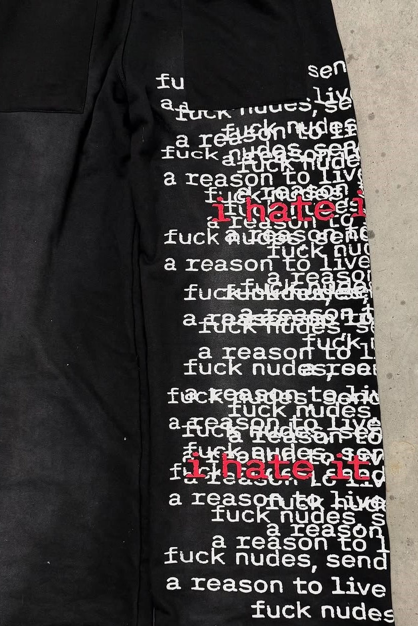 Graffiti Letter Drawstring Wide Leg Pants