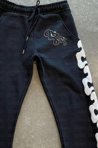 Contrast Print Drawstring Sweatpants