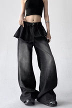 Peplum Overlay Wide Leg Pants