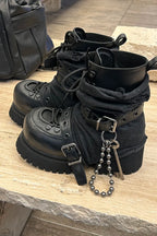Buckle Chain Platform Combat Boots