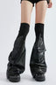 Faux Leather Panel Leg Warmer Socks