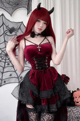 Dovetail Lace Halter Dark Gothic Midi Dress