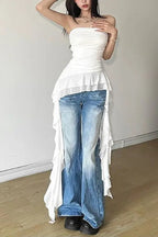 Off Shoulder Tassel Wrap Crop Top