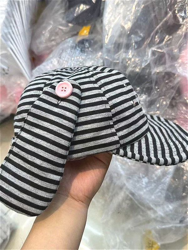Vintage Stripe Long Ear Bunny Baseball Hat
