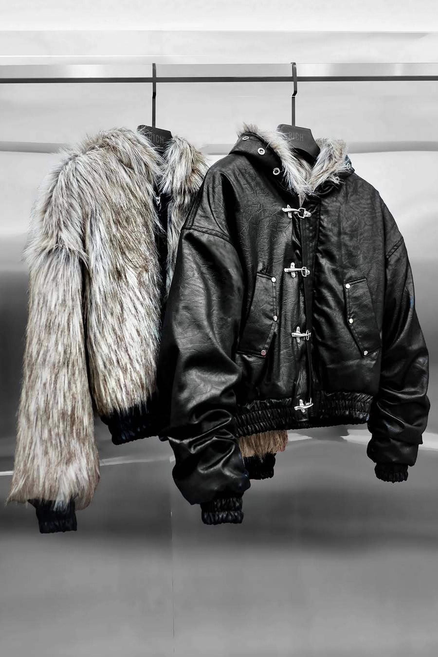 Reversible Faux Fur Hooded Bomber Jacket Main image