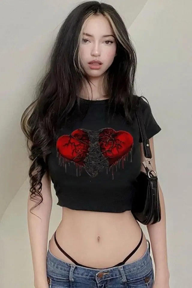 Dark Heart Graphic Crop T-Shirt Secondary image