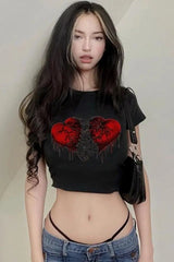 Dark Heart Graphic Crop T-Shirt