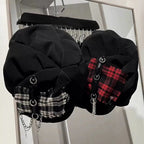 Y2K Subculture Punk Gothic Cross Checkered Sweet Cool Beret Hat