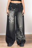 Ornate Scroll Washed Denim Pants