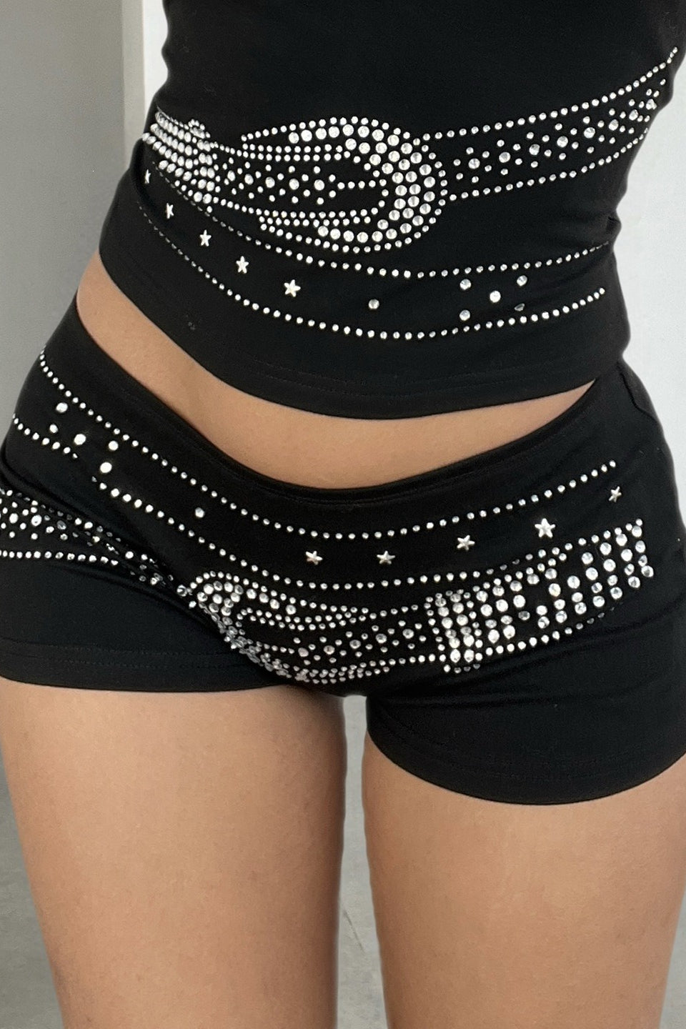 Rhinestone Low-Rise Hot Pants