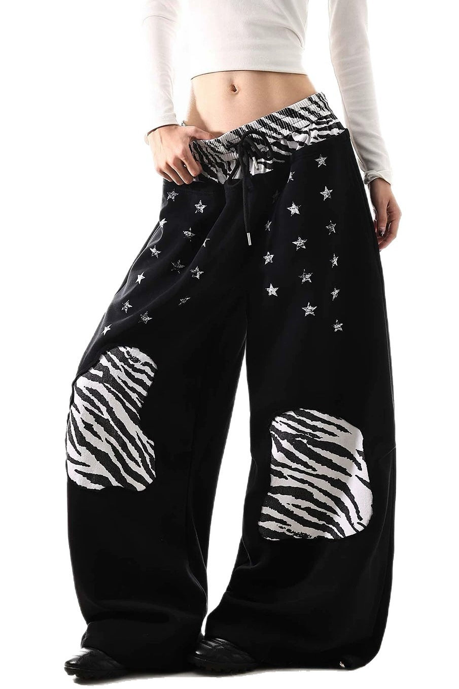 Leopard Double Waist Wide Leg Pants