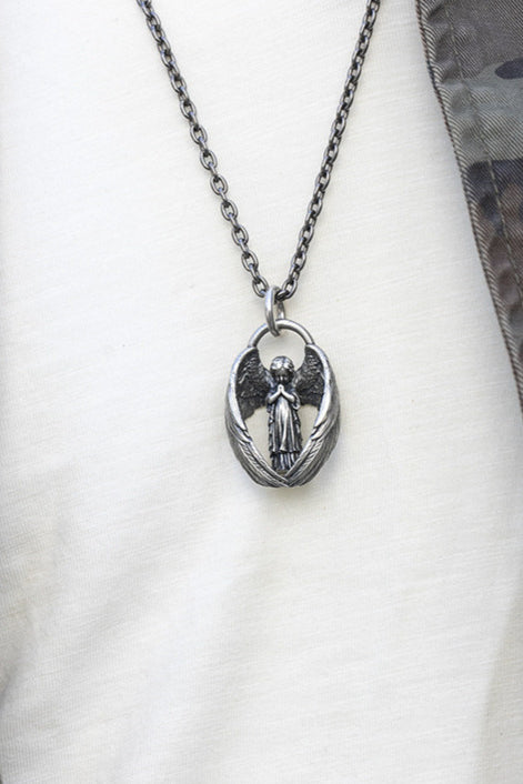 Vintage Praying Angel Pendant Necklace