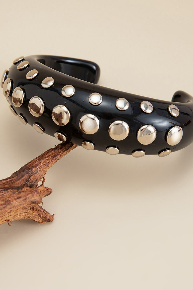 Vintage Tie Dye Studded Resin Open Bracelet