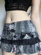 Dark Gothic Lace Bow Low-Rise Mini Skirt