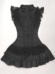 Dark Gothic Lace Patchwork Sleeveless Mini Dress