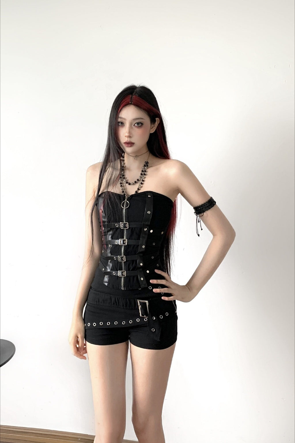 Studded Bandeau Top And Micro Shorts Set