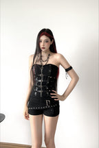 Studded Bandeau Top And Micro Shorts Set