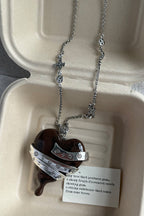 Vintage Heart Wooden Pendant Chain Necklace