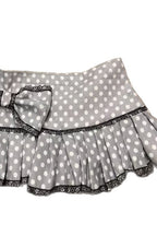 Polka Dot Lace Ruffle Pleated Mini Skirt