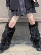 Punk Gothic Bow Imitation Rabbit Fur Thickened Warmers