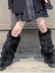 Punk Gothic Bow Imitation Rabbit Fur Thickened Warmers