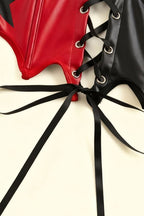 Punk PU Printed Lace Up Strap Boned Corset