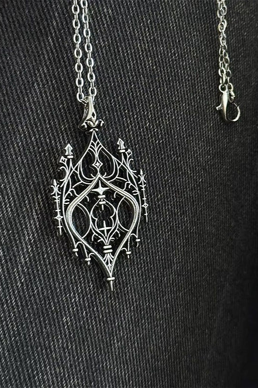 Vintage Gothic Hollow Castle Pendant Necklace