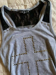 Y2K Gothic Style Diamond Cross Tank Top