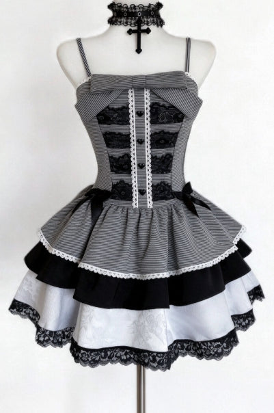 Tiered Lace Trim Cape Skirt Sets