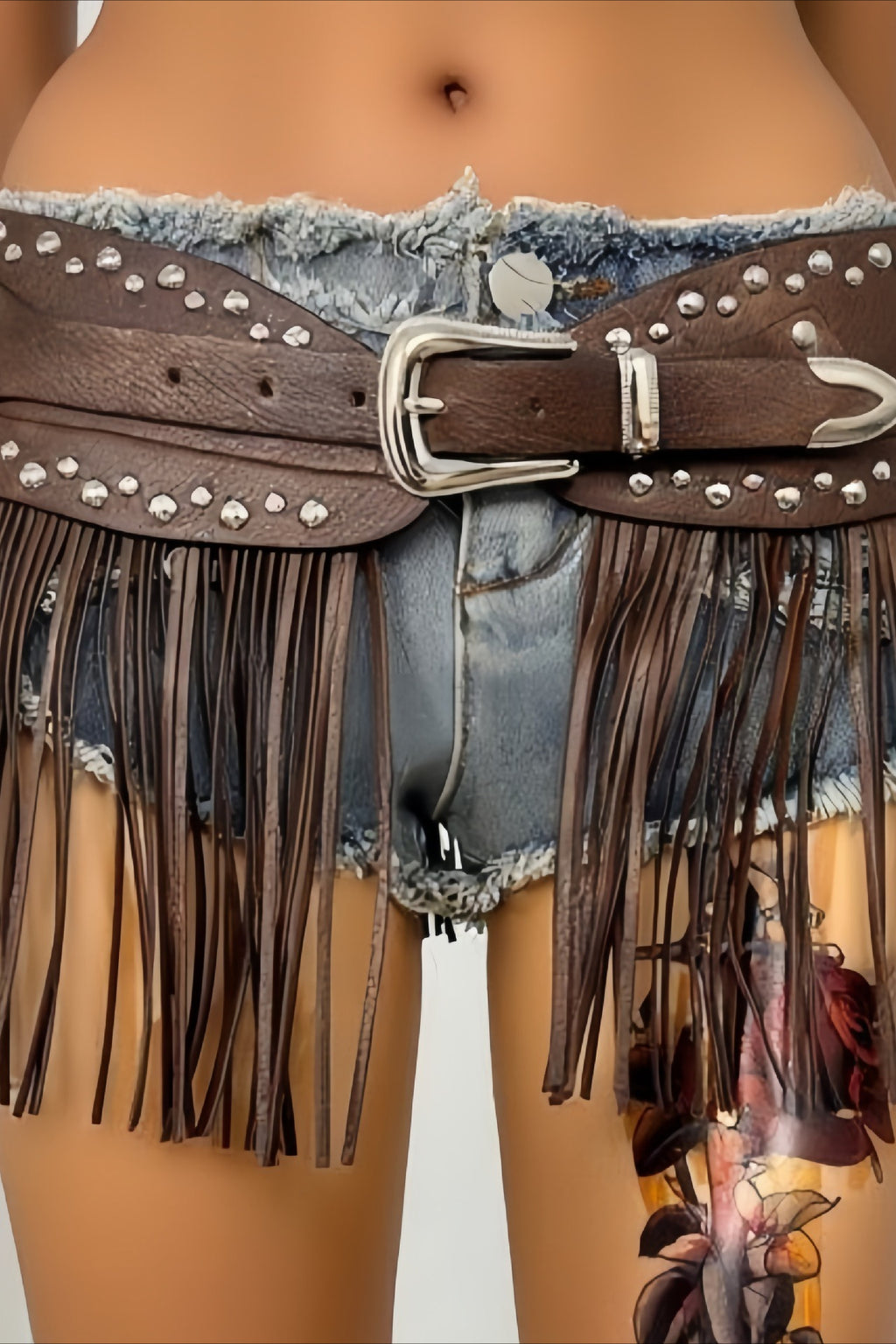 Y2K Elastic Tassel Studded Belt