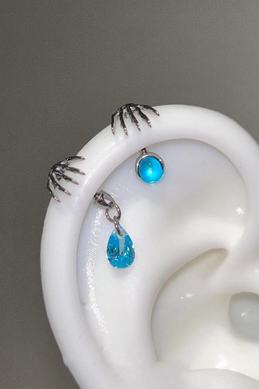 Claw Detail Colored Drop Earrings Main image