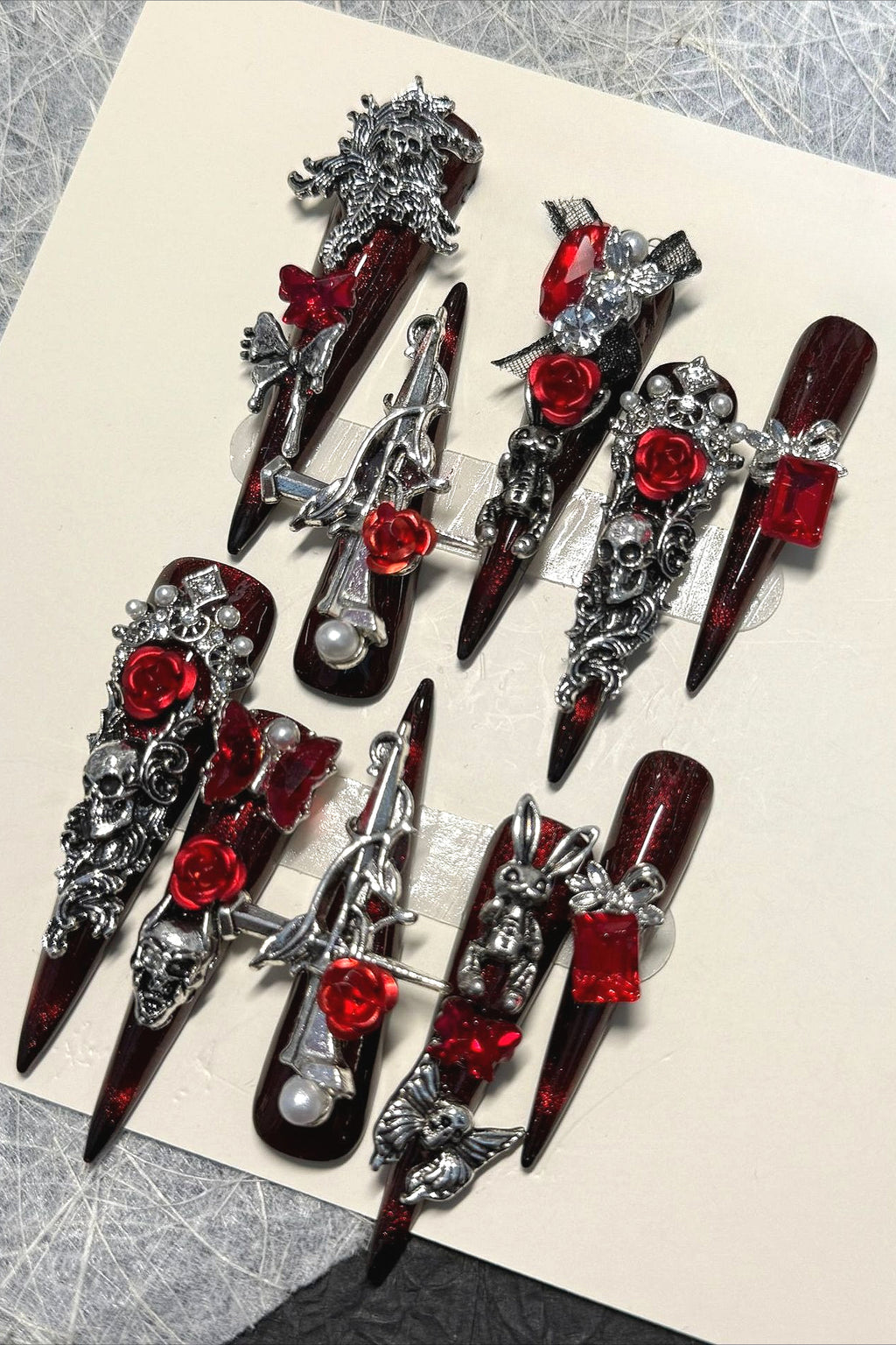 Gothic Heavy-duty Blood Rose Press On Nails