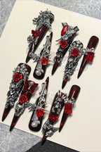Gothic Heavy-duty Blood Rose Press On Nails