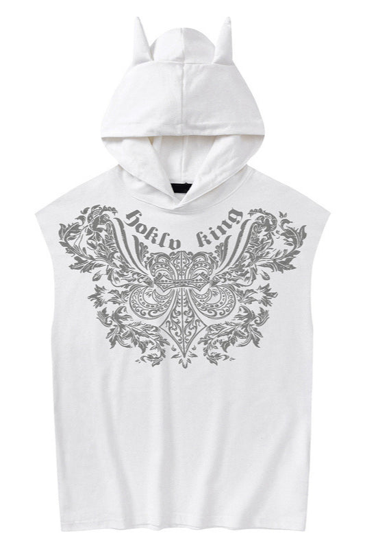 Hooded Graphic Sleeveless Tank Top Secondary image