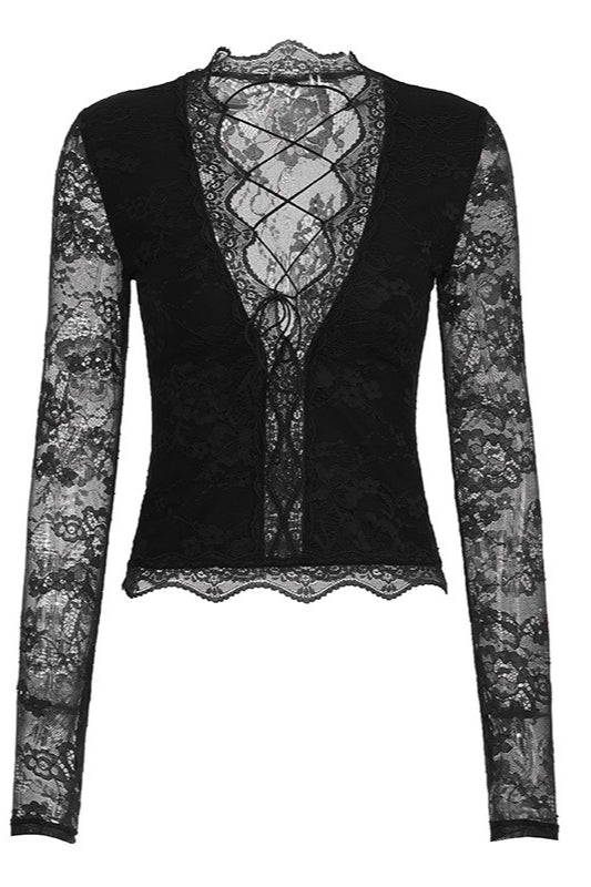 Floral Lace Up Front Crop Tops