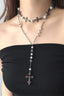 Gothic Pearl Cross Layered Necklace