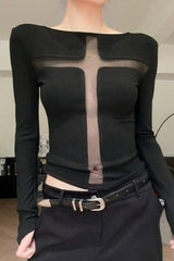 Cross Mesh Cutout Reversible Mesh Top