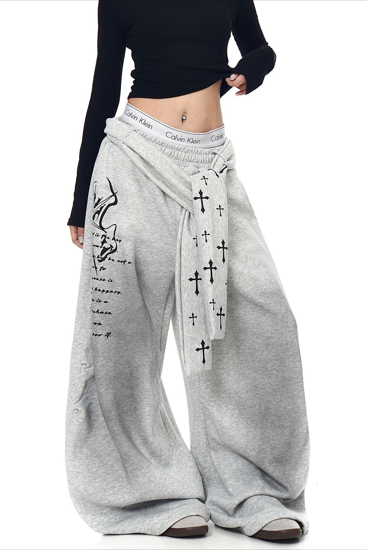 Punk Gradient Cross Fleece Wide Pants Main image