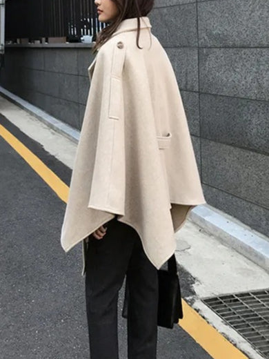 Belted Wool Shawl Cape Cloak