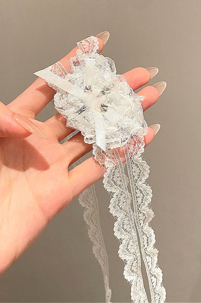 Gothic Sewn Lace Cross Barrette Hair Accs