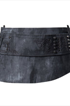 Washed Denim Studded Pleated Skort