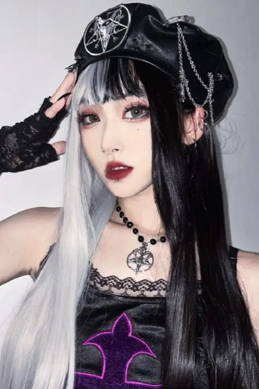 Harajuku Gothic Lolita Leather Y2K Punk Spike Decorative Hat Secondary image