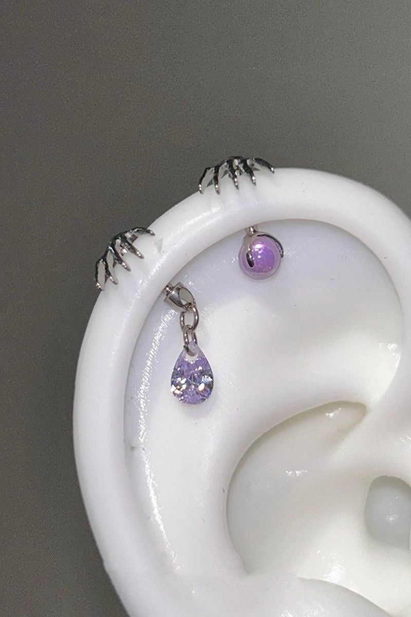 Claw Detail Colored Drop Earrings